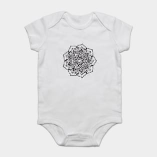 Black Mandala Meditation Henna Inspired Buddhism Radiate Positivity Radiate Flower Geometric Design Indian Morrocan Yoga tshirt wall art phone case Baby Bodysuit